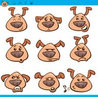 dog emoticons cartoon illustration set N3