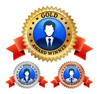 Golden Silver and Bronze Award Banners Business Concept