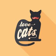 Love cats flat square icon with long shadows