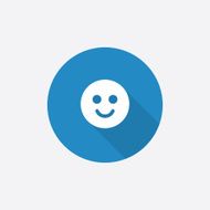 smile Flat Blue Simple Icon with long shadow