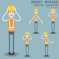 Smart worker cartoon character eps 10 vector illustration N24