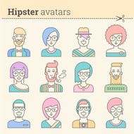 Creative set of hipster avatars