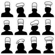 Customized Faces Chef Concept black &amp; white vector icon set