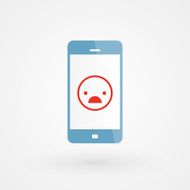 Smartphone and unhappy smiley