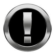 Exclamation symbol icon silver isolated on white background