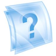 Help icon blue square isolated on white background