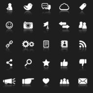 White Social Media Icons with Reflection