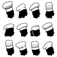 A customized silhouette faces of chefs concept set