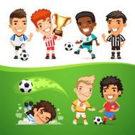 Cartoon Soccer Players and Referee N2