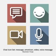 Basic Chat Icon Set Message Emoticon Video Chat Voice Message N3