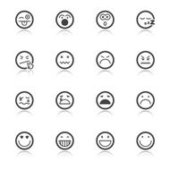 Face flat icons with reflection