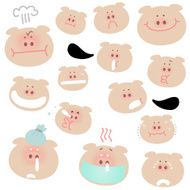 Icon ( Emoticons ) - Cute Pig mad crying smiling talking illness N2