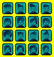 funky character faces cool and stylish cartoon avatar set