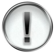 Exclamation symbol icon grey isolated on white background