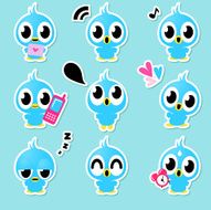 Icon ( Emoticons ) - Cute Birds (smiling singing talking rss)