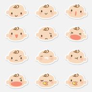 Icon ( Emoticons ) - Baby face mad crying smiling sleeping N2