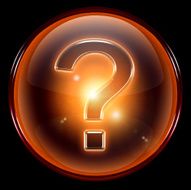 question symbol icon orange isolated on black background