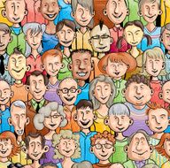Smiling faces Seamless pattern