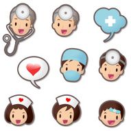 Cute Icon set ( Emoticons ) - Medical Staff(Doctor and Nurse)