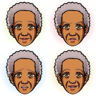 Senior Woman in Four Facial Expression (African Ethnicity) N2