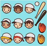 Icon Emoticons Baseball Kids are on Ready for Game Day N2