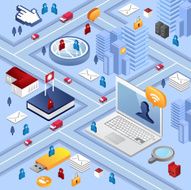 Internet city - icons crowd