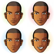 Man in four facial expression (African Descent) N2