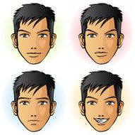 Man in four facial expression (Asian) N2