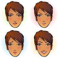 Girl in four facial expression (African Descent) N2