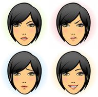 Girl in four Facial Expression (Asian) N2