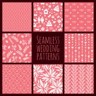 Set of seamless patterns for wedding decoration