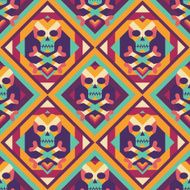 Skull and heart geometric background - seamless vector pattern