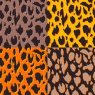 Seamless panther pattern set wild big cat fur