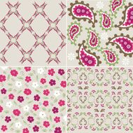 seamless plant patterns with fabric texture