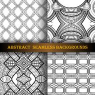 Vector Set of 4 Seamless Monochrome Abstract Pattern