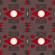 Aztec seamless pattern on brown background