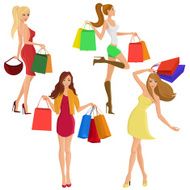 Shopping girl silhouettes