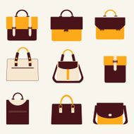 Set icons of business bags briefcase and handbags - Illustration