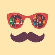 Colorful hipster sunglasses with intelligent robots