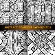 Vector Set of 4 Seamless Monochrome Abstract Pattern N3