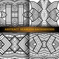 Vector Set of 4 Seamless Monochrome Abstract Pattern N4