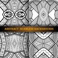 Vector Set of 4 Seamless Monochrome Abstract Pattern N5