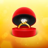 Diamond Engagement Ring in Box Vector Icon
