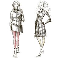 Fashion illustration winter style sketch