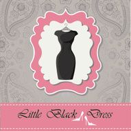 Label with little black dress Paisley lace background