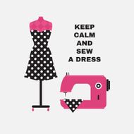 Poster Greeting card with sewing accessories Flat illustration