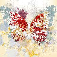 Creative grunge background with butterfly made from swirls and i