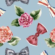 Seamless pattern with flowers and bow tie