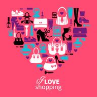 Heart with set of vector fashion women&#039;s icons