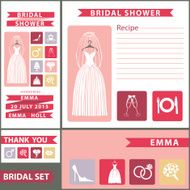 Bridal shower design template set with flat icons
